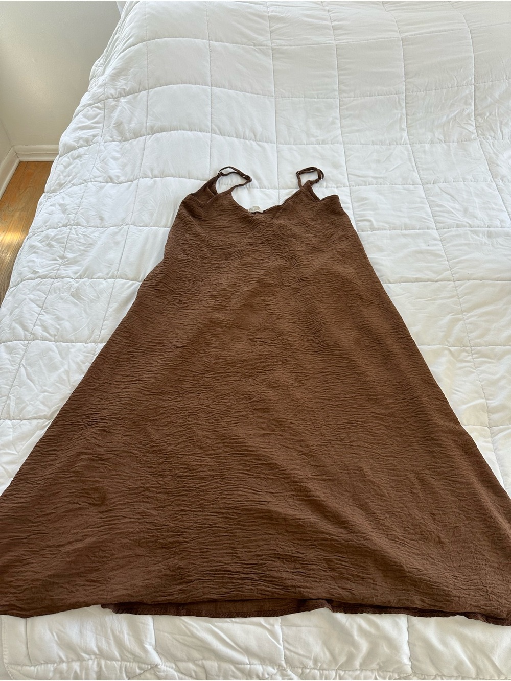 Women’s Brown Slip Dress - Minimal Spaghetti Strap